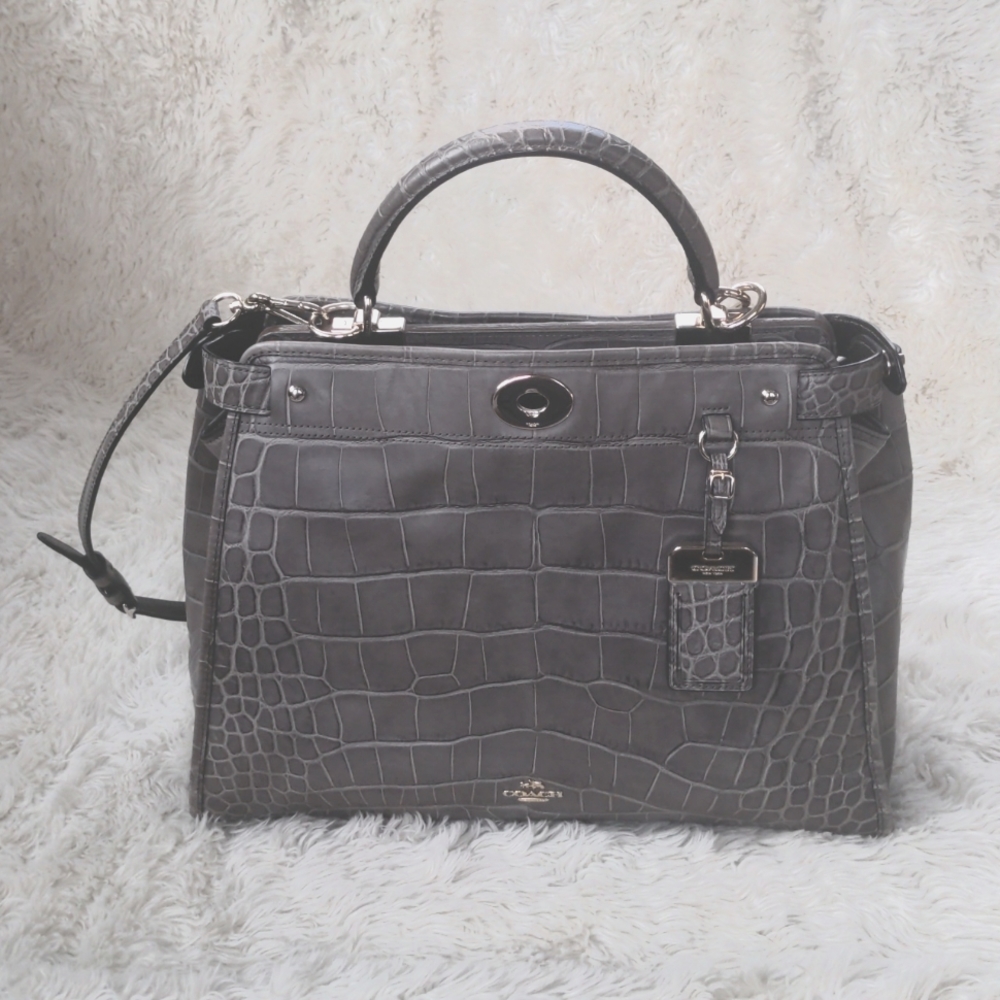 Coach Gray Alligator Satchel